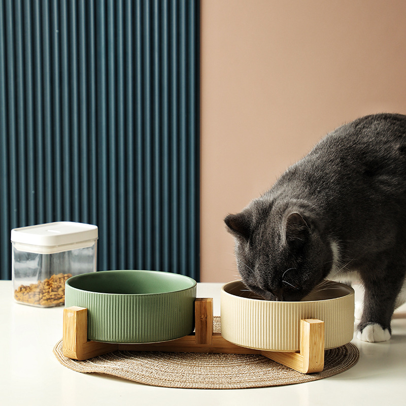 Ceramic Bowls on Wooden Stand