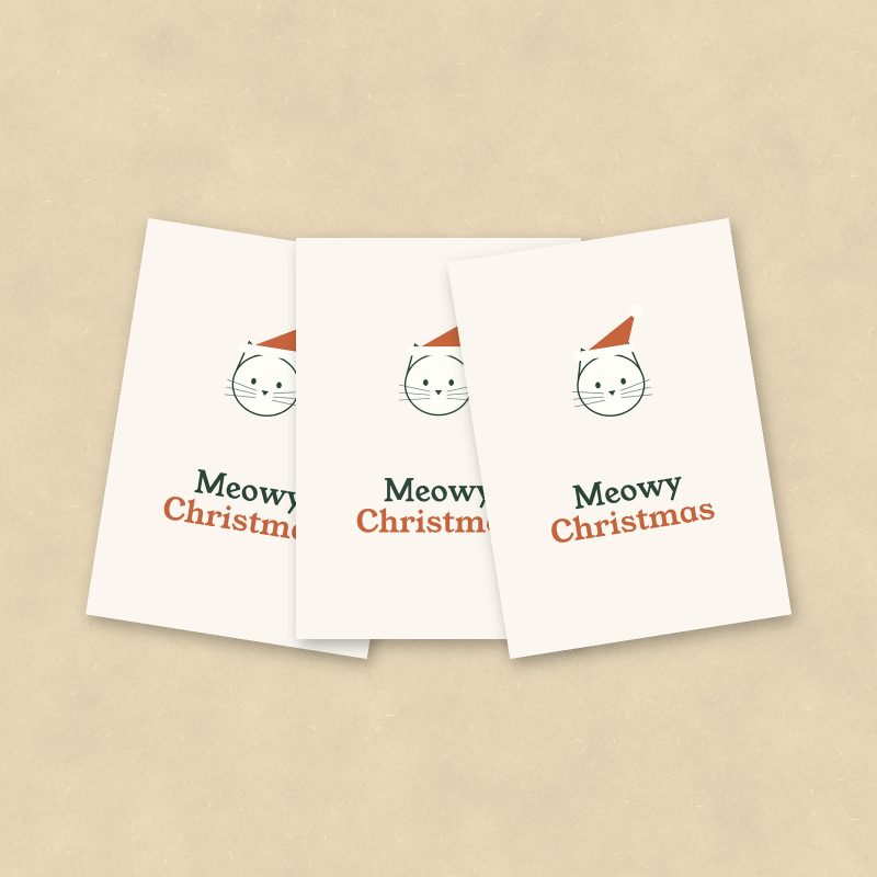 Christmas Cards, Meowy Christmas, Set of 10