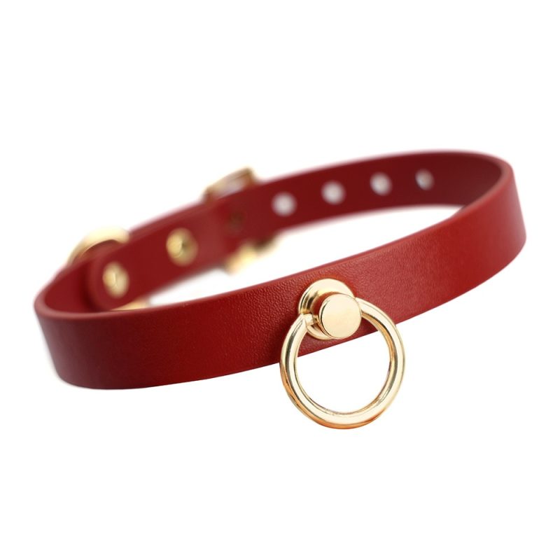 Leather Collar with Ring