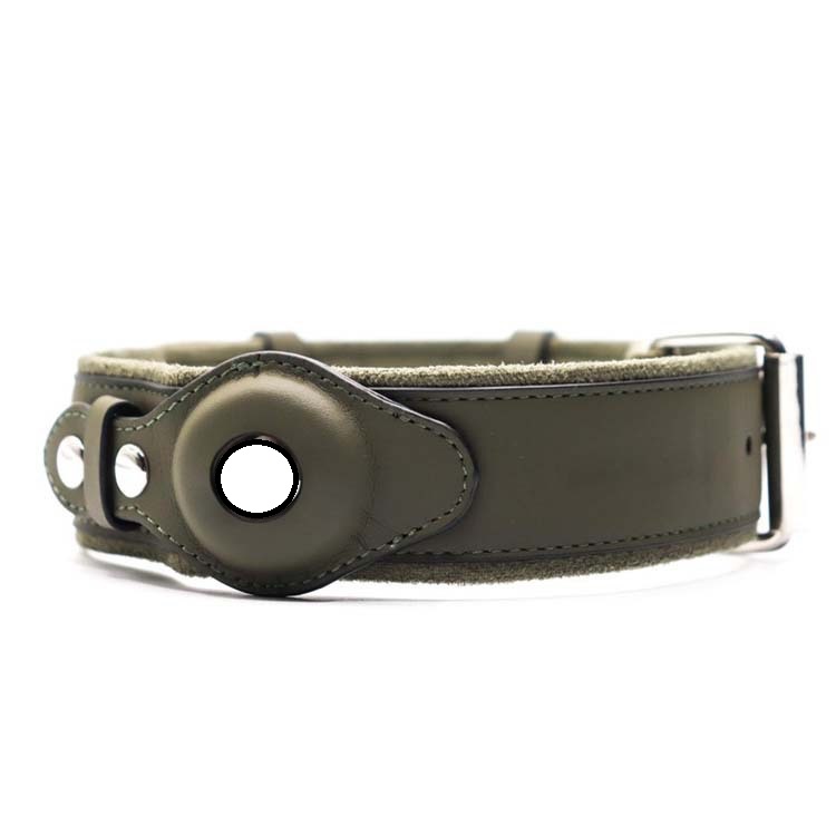 Leather Collar with Tracker Pocket